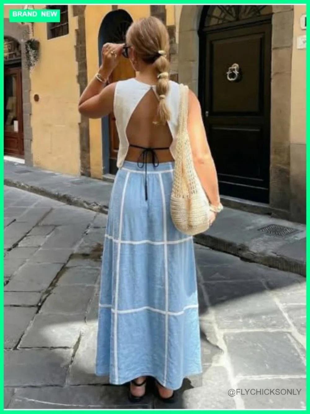 Faux Linen Boho Maxi Skirt with Pockets - Flowy A-Line